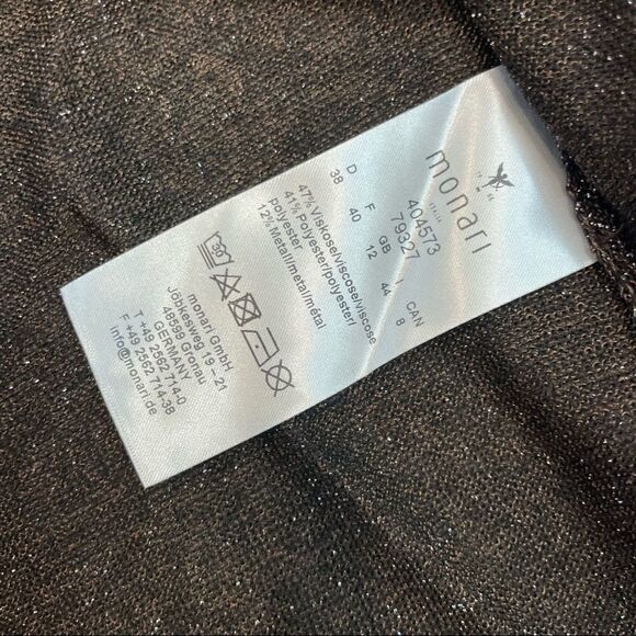 Monari Italy Relaxed Fit Lurex Knit Top Made with Swarovski Crystal Cut Sleeves - Picture 6 of 7